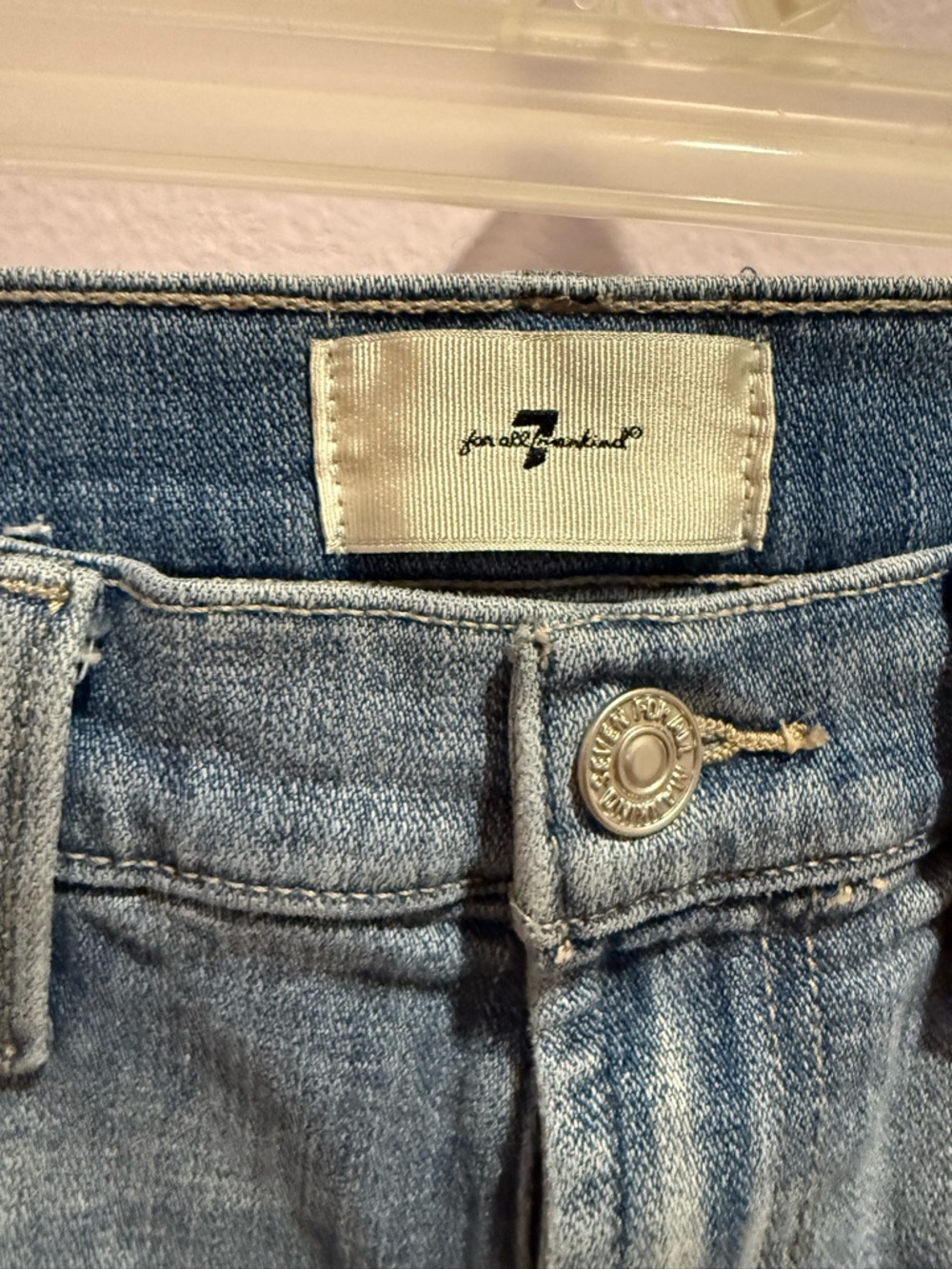 7 For All Mankind Light Blue Straight Leg Jeans - Picture 3 of 6